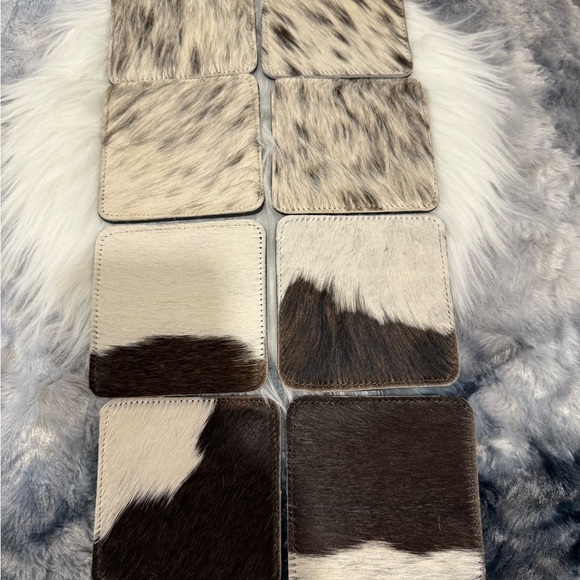 Set of 8pcs cowhide Coasters for Drinks, Glass & Cups Stain Protection - Picture 2 of 3